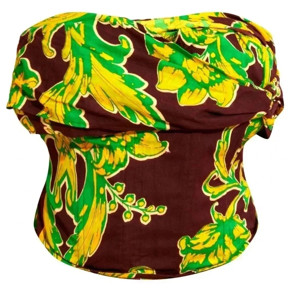 Pretty Little Thing | Brown Floral Boning Dipped Hem Corset Top - Plus size